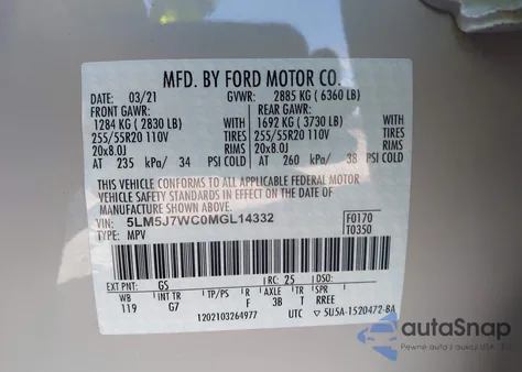 2021 Lincoln Aviator Reserve from USA, damaged, VIN 5LM5J7WC0MGL14332